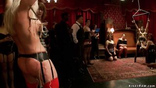 Big Titted slaves taking big cock at party