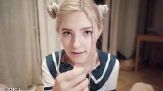 Kawaii schoolgirl gets creampie & facial - Eva Elfie