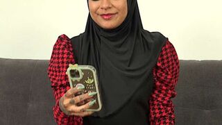 Charming female in hijab had a lot of fun