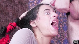 BDSM blowjob sub teen mouth ravaged