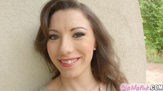 Pleasuring her tight pink cunt