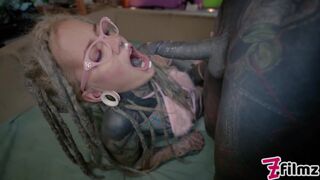 Hot dreadlock hippie with glasses getting ANAL ravaged - POV, booty to mouth, facial cumshot