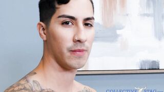 tatted dude Kian Kane plays with his booty hole while jerking off