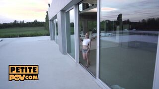 POV - Fuckng petite blonde Nesty on her terrace