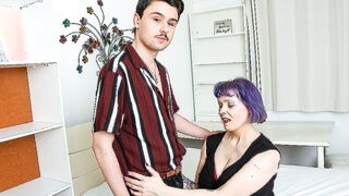 Big titted mature lady having fun with her toy boy