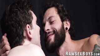 Muscular tatted hunk Eddie Danger asserts his dominance over twink Ethan Tate