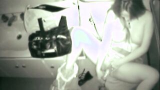 Naughty public bitch goes solo in the toilet