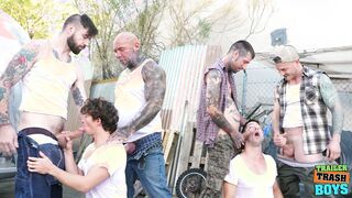 TRAILERTRASHBOYS Eddie Patrick & Greyson Myles Having A Wild Group Sex Session