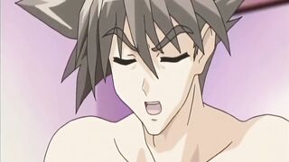 Wide eyed anime teen sucking shaft