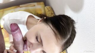 Sloppy Blowjob & Riding With  Brunette