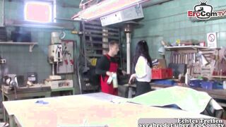 Bushy, Slim MILF Caught in a Steamy Office Affair
