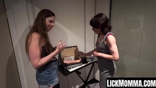 Titty Alice Maze comforts her stepmum Lucy Love with sex toys