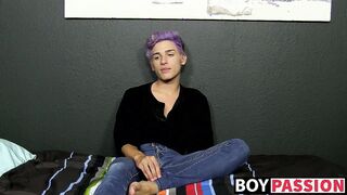 Adorable twink toys with his big thick dong & moans for us too