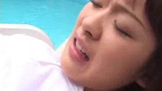 Cutie gets a poolside cunt pounding