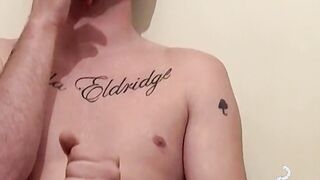 Tatted handsome guy loves to touch himself while smoking