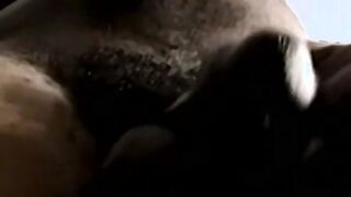 Hunky black amateur tugs his thick big black cock & cums