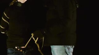 Rebel Rhyder gags on her dom's light wand & dick while tied on a starry night