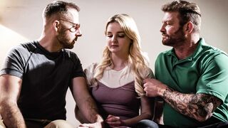 Chubby teen neighbor DPd by huge dick bisex studs