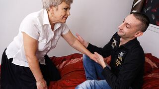 Horny grandma doing her toy boy